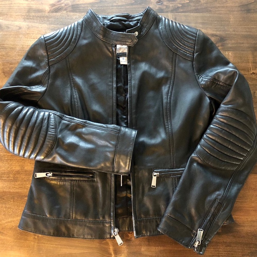 Wilsons Leather Black Moto Jacket